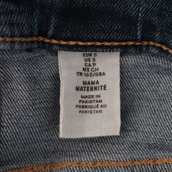 H&M Maternity Medium Wash Blue S One Piece Distressed Denim Dungaree Overalls - Picture 14 of 15